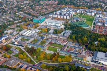 Aerial view of the University of Hertfordshire campus